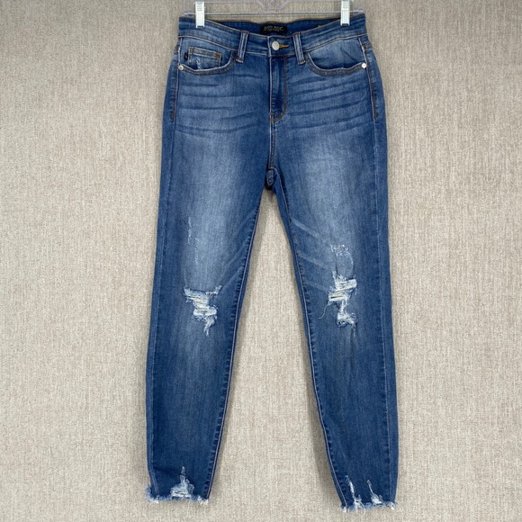 Judy Blue Denim - Judy Blue Skinny‎ Fit Distressed Jeans Womens Size 7/28 Denim Frayed Hem